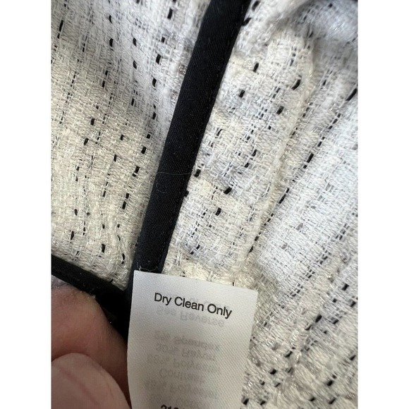 CAbi Style #505 Static Tweed Blazer White Black Size 8 One Button Lightweight - Picture 7 of 10